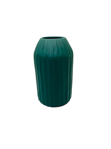 Ceramic Dark Green strip flower vase