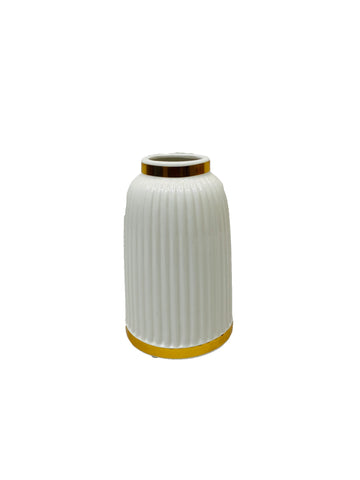 Ceramic White Gold rim  design Flower vase