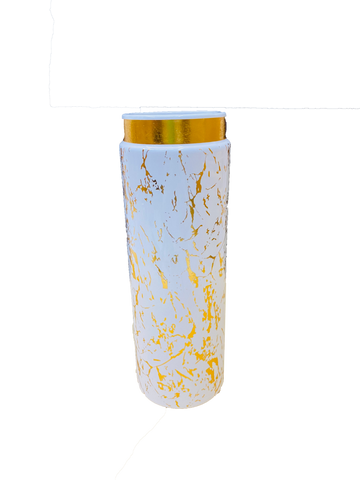 Cylinder flower pot vase marble white gold nordic