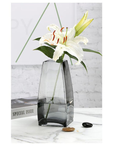 Gray Square Glass Vase