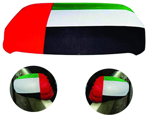 UAE Flag Car Accessories Combo offer with Car Hood/Bonnet + 2 Car side mirror cover by Kreative