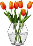 Clear Glass Hexagon Shape Flower Vase, Tabletop Prism Wedding Party Décor
