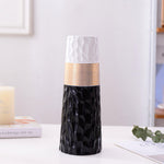 Ceramic Cylinder vase Black White & Gold Design