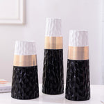 Ceramic Cylinder vase Black White & Gold Design