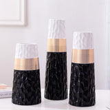 Ceramic Cylinder vase Black White & Gold Design