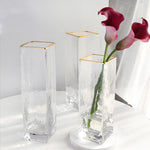 Gold Rim Square flower Vase stand