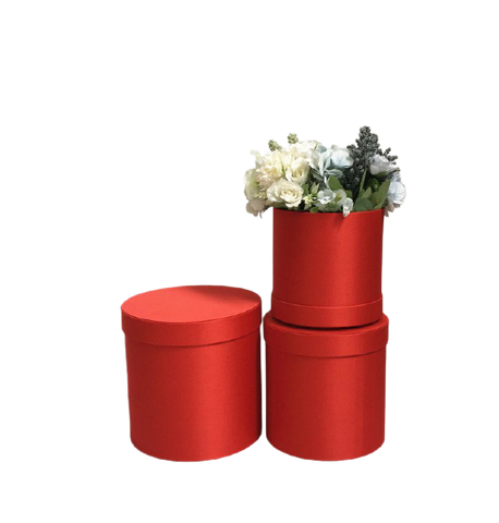 Round Craft Flower Box Red