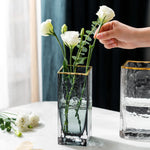 Gold Rim Square flower Vase stand