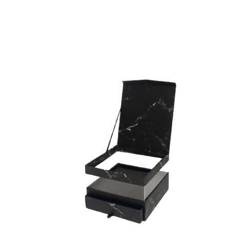 Square Shape Gift Box with drawer marble Black