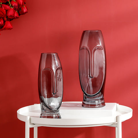 Glass Vase Abstract Human Face Glass Transparent Modern Home Décor