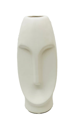 Creative Human face Ceramic vase art Flower vase White