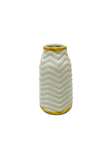 Ceramic White Gold rim  design Flower vase