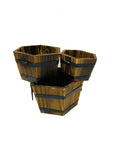 Hexagon Wooden flower pot set of 3