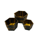 Hexagon Wooden flower pot set of 3