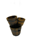 Round Wooden flower pot  set of 3