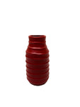 Ceramic Red Flower Vase with strips small