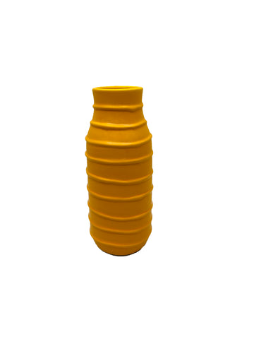 Ceramic Flower Vase Yellow with Strips Big