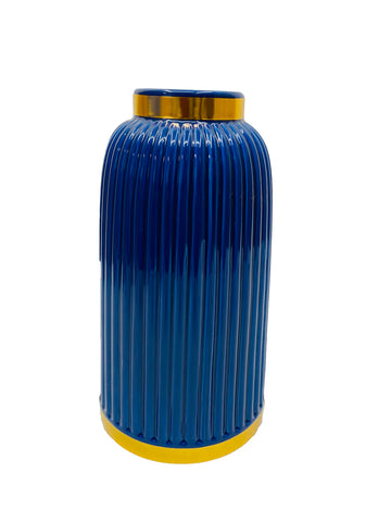 Ceramic Dark blue  Gold rim  design Flower vase