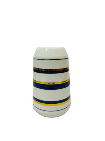Ceramic Flower pot White with Gold Stripe