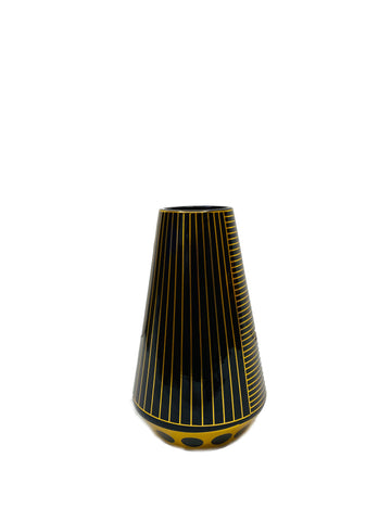 Ceramic Black Gold Strips  design Flower vase