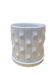 Ceramic flower pot vase white with base
