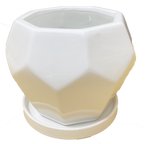 Nordic polygon Ceramic flower pot white with base