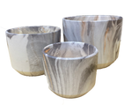 cylinder flower pot vase marble grey set of 3 Kreative