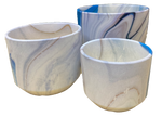 cylinder flower pot vase marble blue set of 3 Kreative