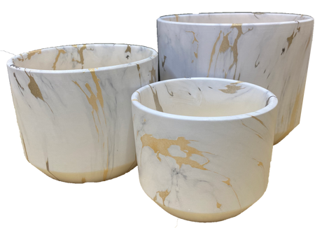 cylinder flower pot vase marble gold set of 3 Kreative