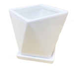Ceramic polygon flower vase white with base