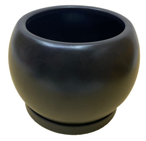 Ceramic fish bowl black with base