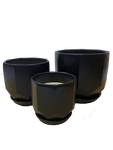 Ceramic hexagon flower pot vase black set of 3 with base Kreative