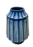 Nordic ceramic flower vase blue stripe medium