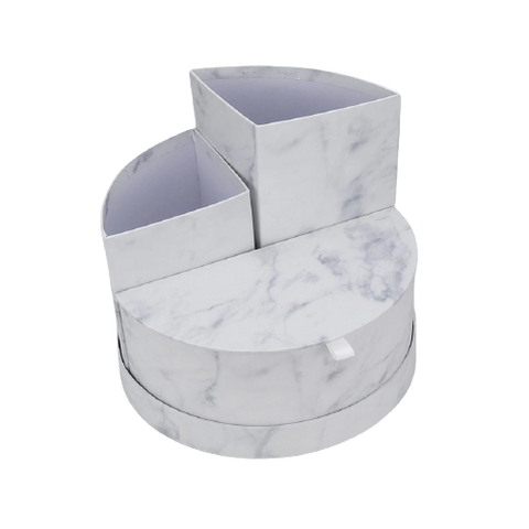 Round flower Box with gift Storage marble white