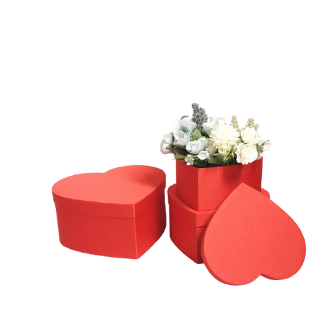 Heart Shape Stain Flower Box Red set of 3