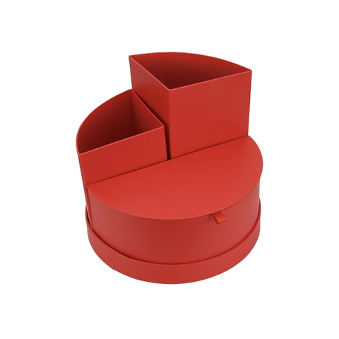 Round flower Box with gift Storage marble red