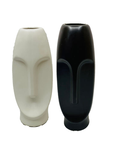 Face Flower vase Set Black and White