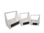 Wooden plant stand with handle/white color/set of 3/easy carry plants and flower decor plant stand