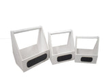 Wooden plant stand with handle/white color/set of 3/easy carry plants and flower decor plant stand