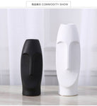 Creative Human face Ceramic vase art Flower vase White