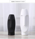 Creative Human face Ceramic vase art Flower vase White